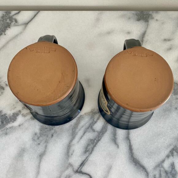 Deneen Pottery Handthrown Black Mugs Beaver Mountain Hancock NY Set of 2 - Picture 5 of 8